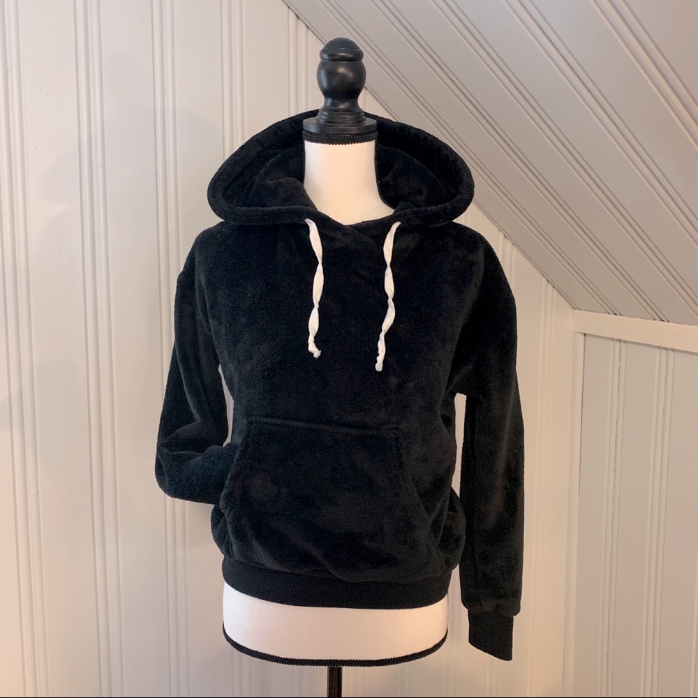 2 FOR $20 Xhilaration plush black teddy pullover sz XS